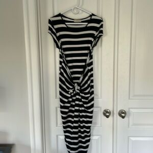Black and white stripped casual dress